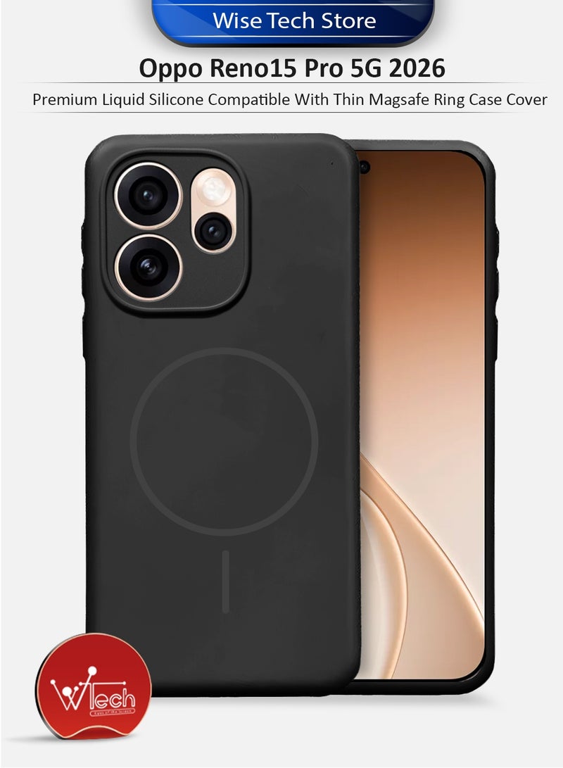 Wtech Oppo Reno15 Pro 5G 2026 Premium Liquid Silicone Compatible With Thin Magsafe Ring Case Cover (MCMPMN) - Black - Image 1